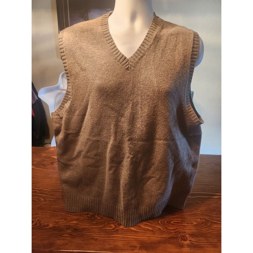 Banana Republic Men's XL Gray Wool Blend Luxury Winter Sweater Vest V-Neck